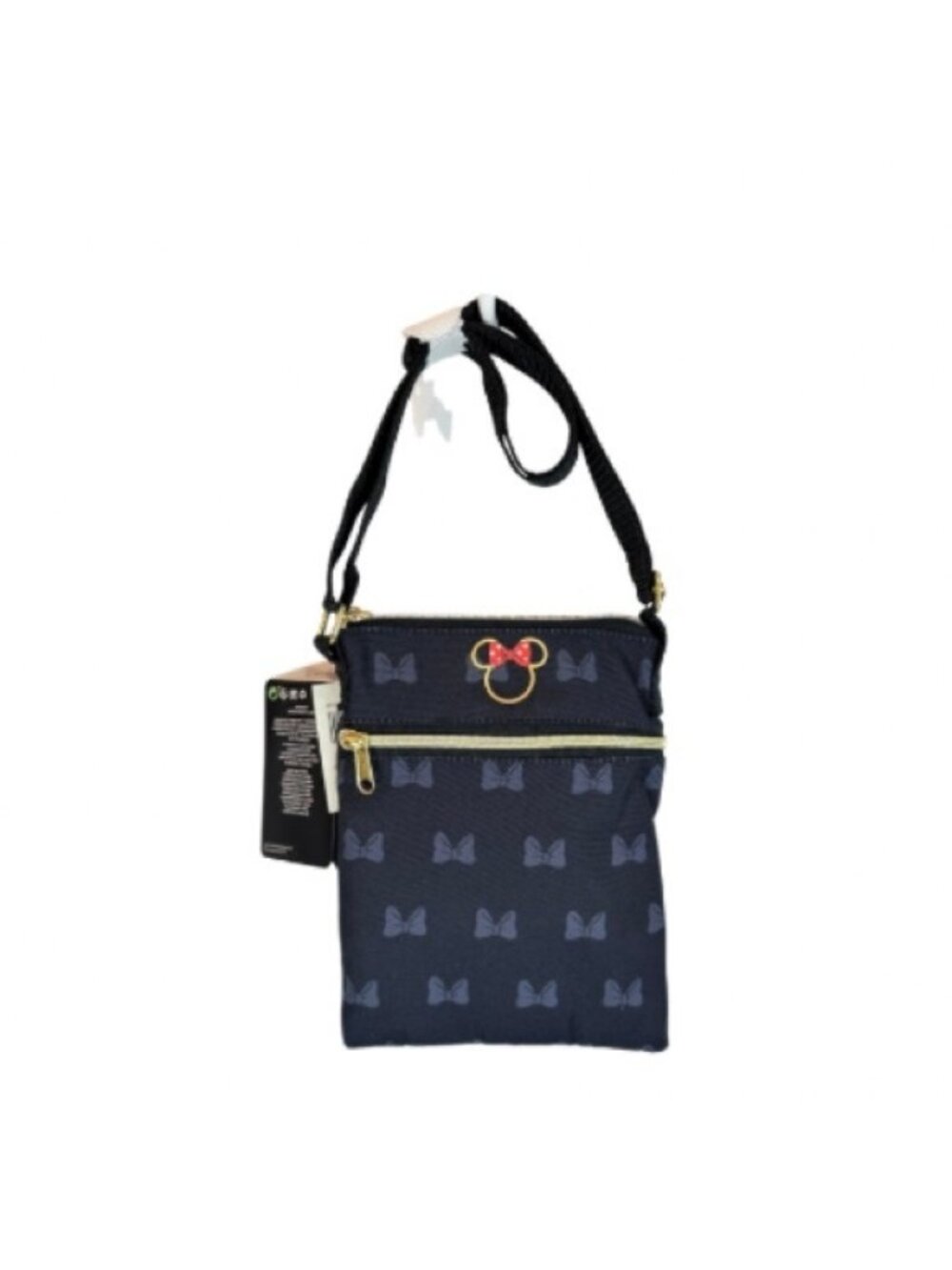 NWTLoungefly Disney Minnie Mouse Icon Passport Crossbody Black Gold Fashion Diva